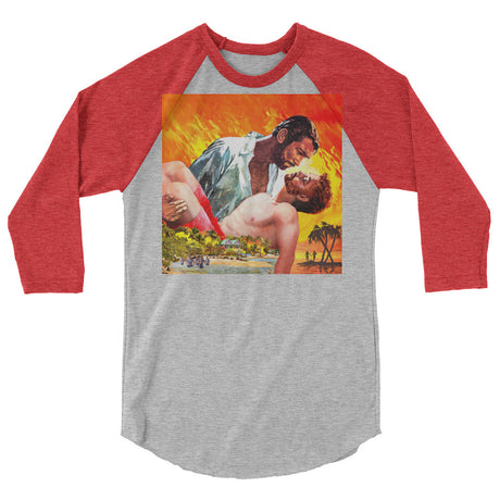 The Wind Done Already Had Herses (Raglan) - Heather Grey/Heather Red