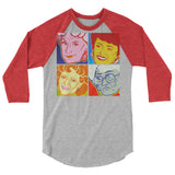 Pop Art Girls (Raglan) - Heather Grey/Heather Red