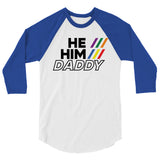 He/Him/Daddy (Raglan) - White/Royal