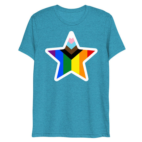Stars and Progress (Triblend) - Aqua Triblend