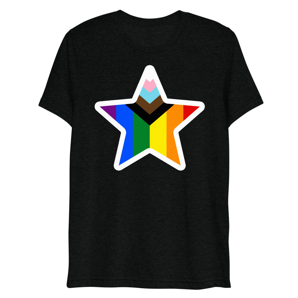 Stars and Progress (Triblend) - Solid Black Triblend