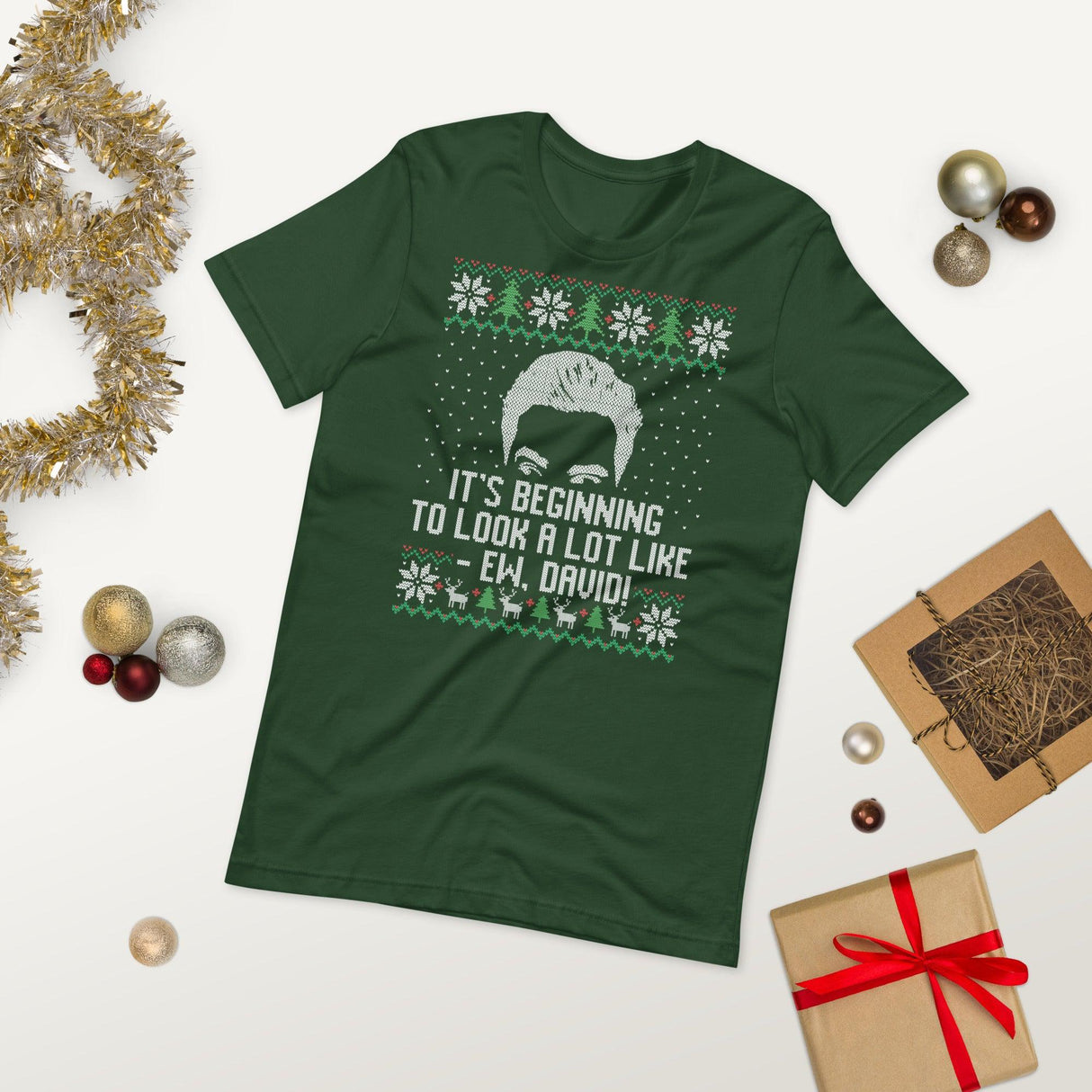 Ew David (Ugly Christmas)-Christmas T-Shirts-Swish Embassy