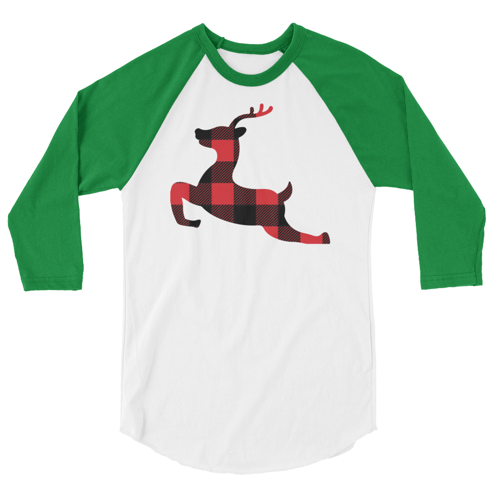 Plaid Reindeer (Raglan)-Raglan-Swish Embassy