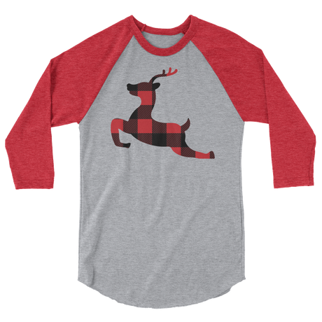 Plaid Reindeer (Raglan)-Raglan-Swish Embassy