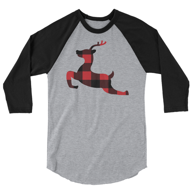 Plaid Reindeer (Raglan)-Raglan-Swish Embassy