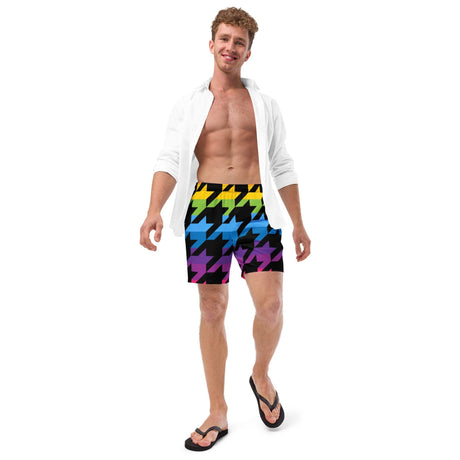 Pride Houndstooth (Swim Trunks)-Swim Trunks-Swish Embassy