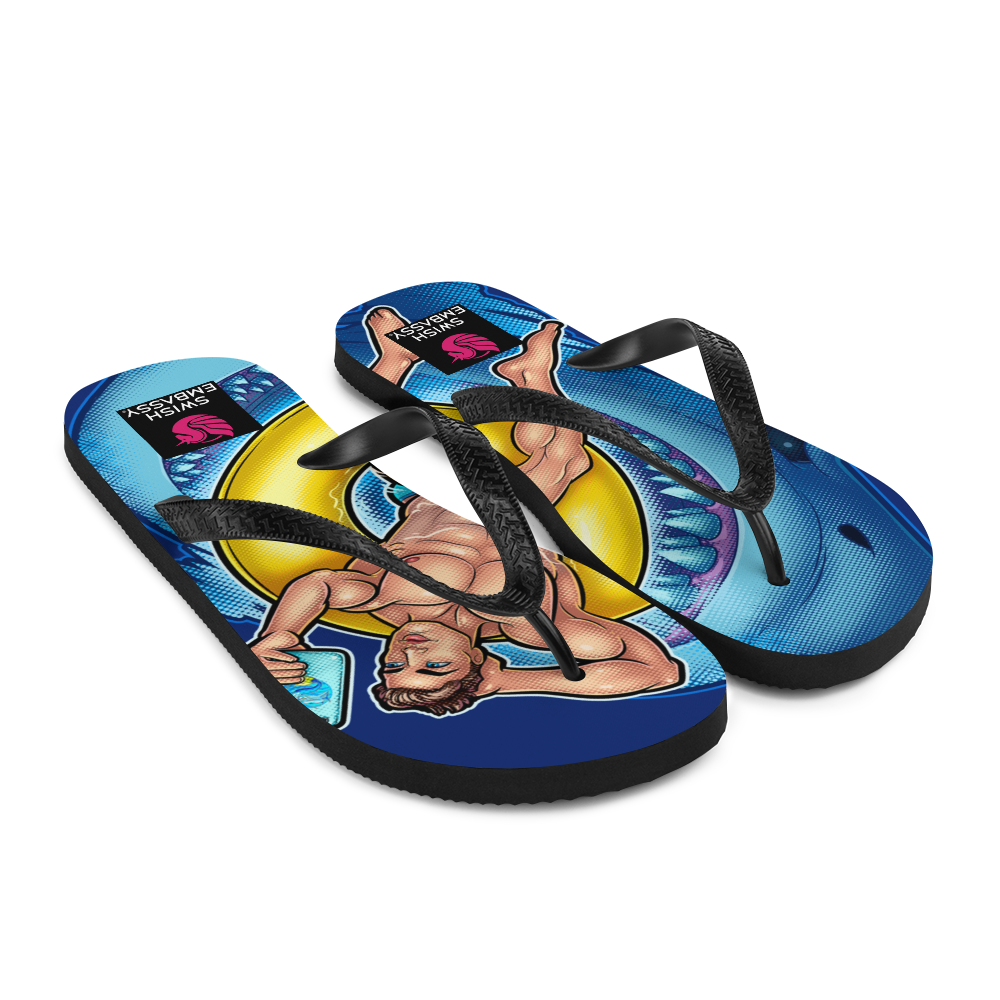 Shark Selfie (Flip Flops)-Flip Flops-Swish Embassy